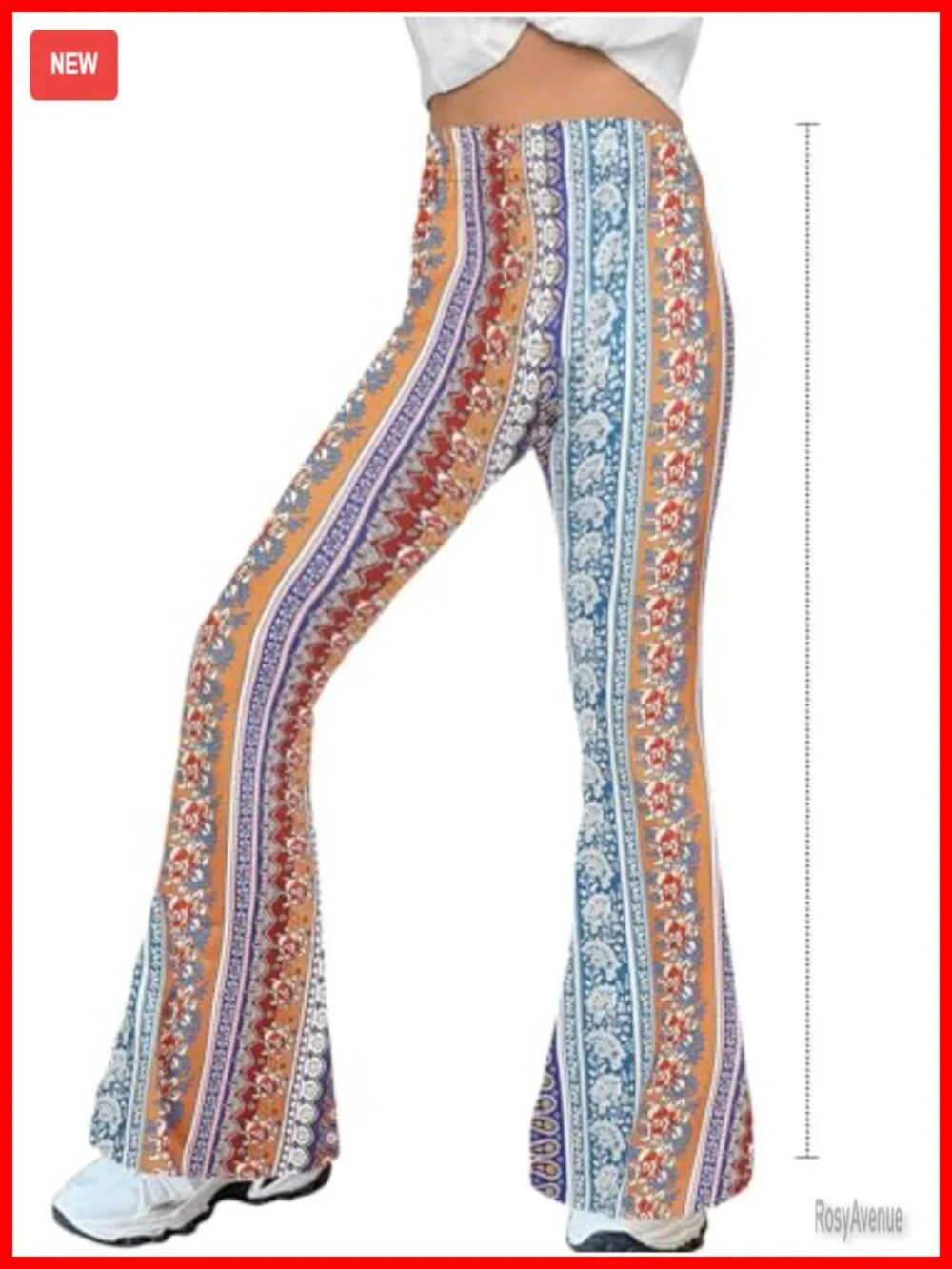 Vintage Floral Print Stretch Bell Bottom Flare Palazzo Pants